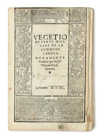 VEGETIUS RENATUS, FLAVIUS. De lArte Militare.  1540